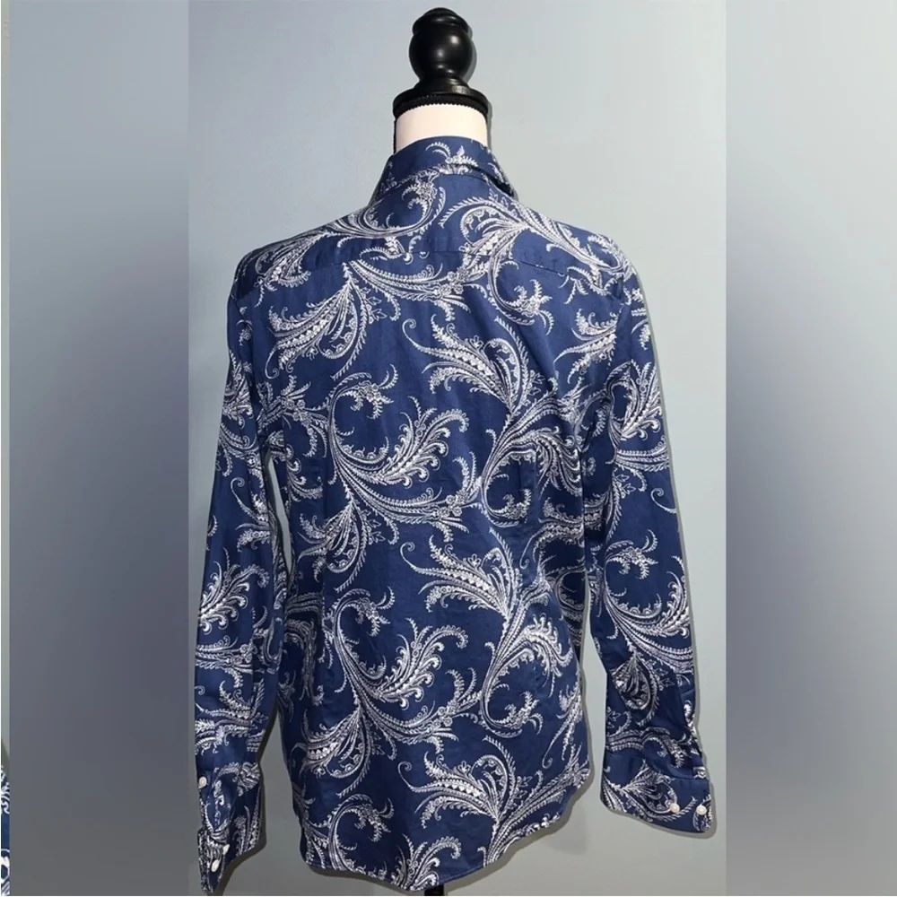 chaps- blue and white button up long sleeve top - Picture 4 of 5